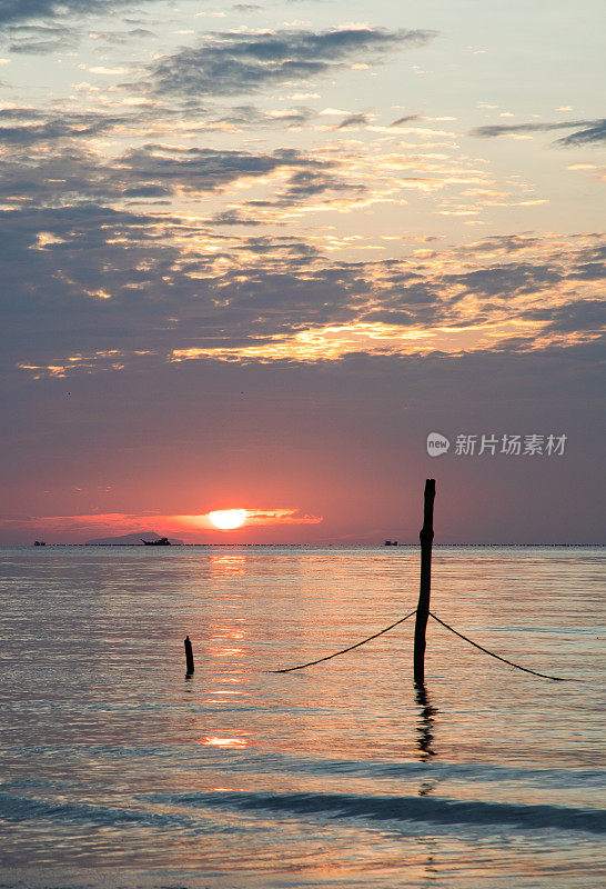 湄公河三角洲，天江省，Tan Thanh冲积海的日出